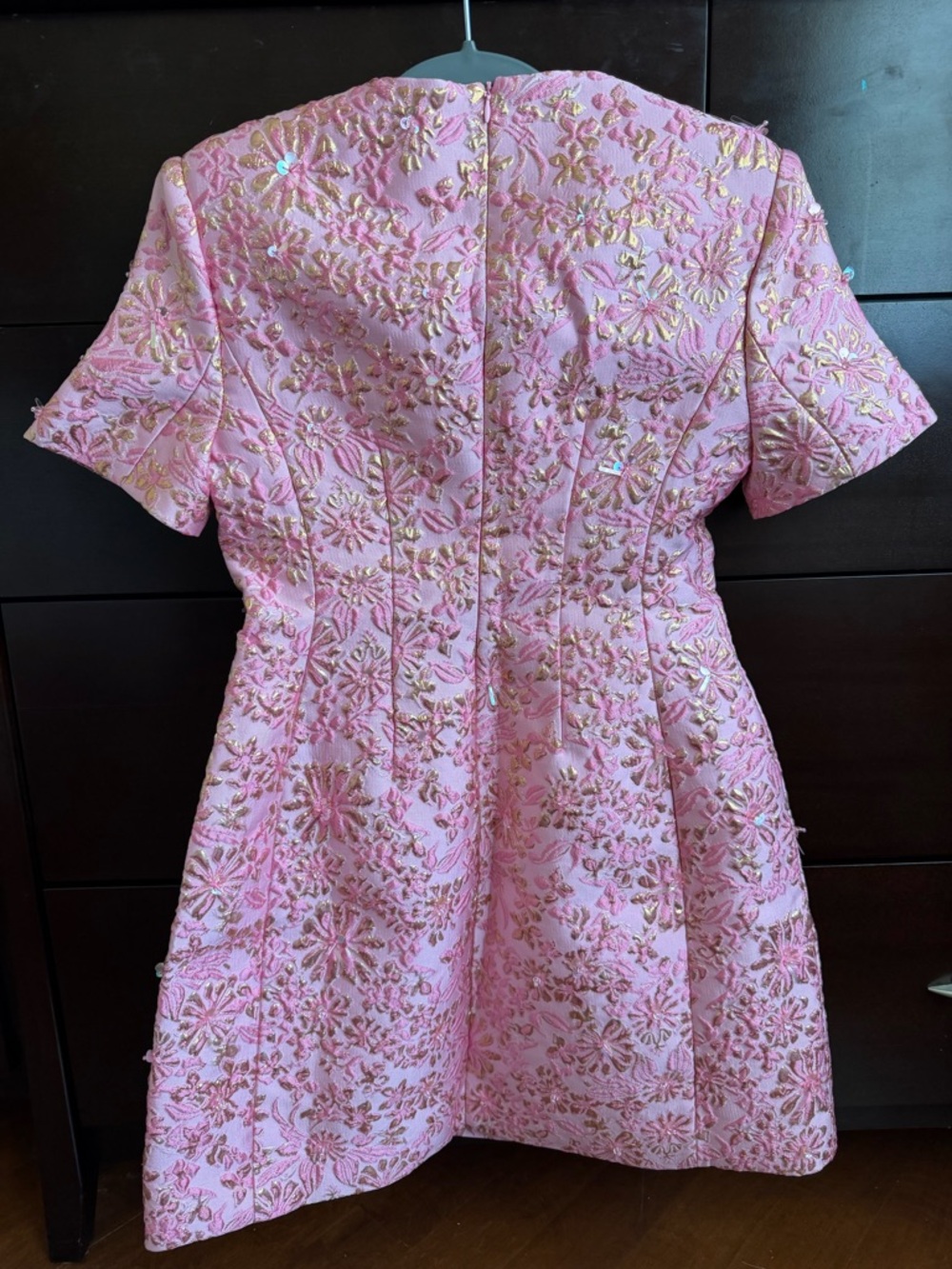Astrid Frozen Berry Jacquard Floral Mini Dress - Picture 4 of 5